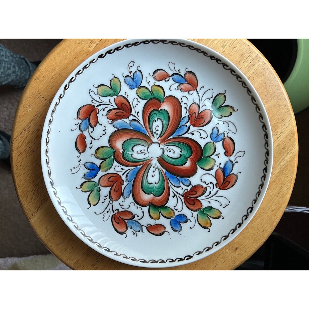 Eschenbach Bavaria Germany 9.25" Dinner Plate Hand Painted Glaze Flowers 1985